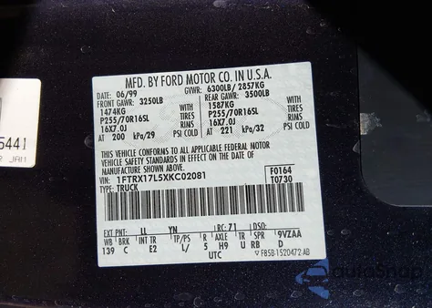 1999 Ford F-150 Lariat/Xl/Xlt z USA, uszkodzony, nr VIN 1FTRX17L5XKC02081